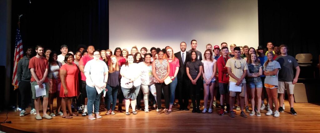 Dr. Gregory McLeod with the EDGE Scholars at Edgecombe Community College.